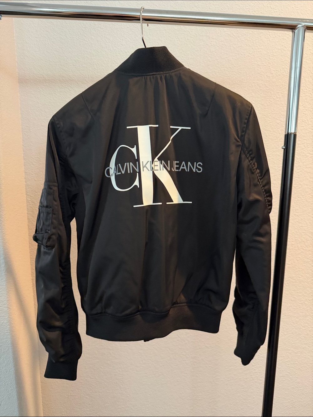 Calvin Klein Jeans Black Bomber with White CK Graphic